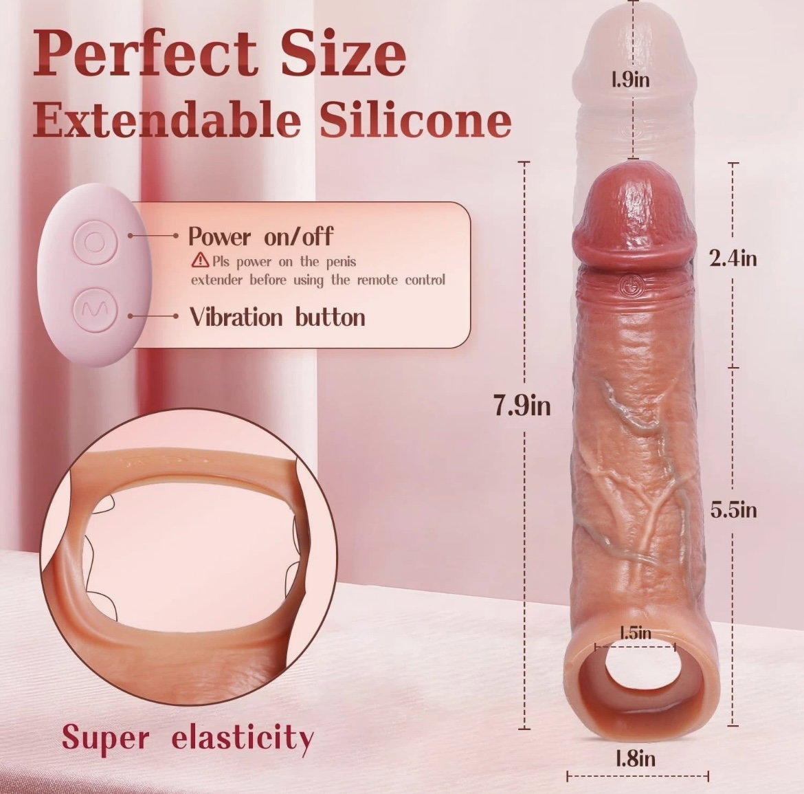 Penis sleeve 4in1 Realistic Men Penis Extender & Enlarger Vibrating Cock Ring 9 Modes, App & Remote Control_1