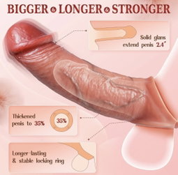 Penis sleeve 4in1 Realistic Men Penis Extender & Enlarger Vibrating Cock Ring 9 Modes, App & Remote Control