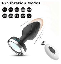 Anal Vibrator Small Butt Toy Plug Adult Sex Toy: Vibrating Butt Plug with 10 Vibration & LED Light Modes