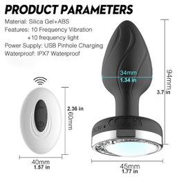 Anal Vibrator Small Butt Toy Plug Adult Sex Toy: Vibrating Butt Plug with 10 Vibration & LED Light Modes