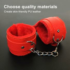 Bondage with handcuffs and ankle cuffs for adults