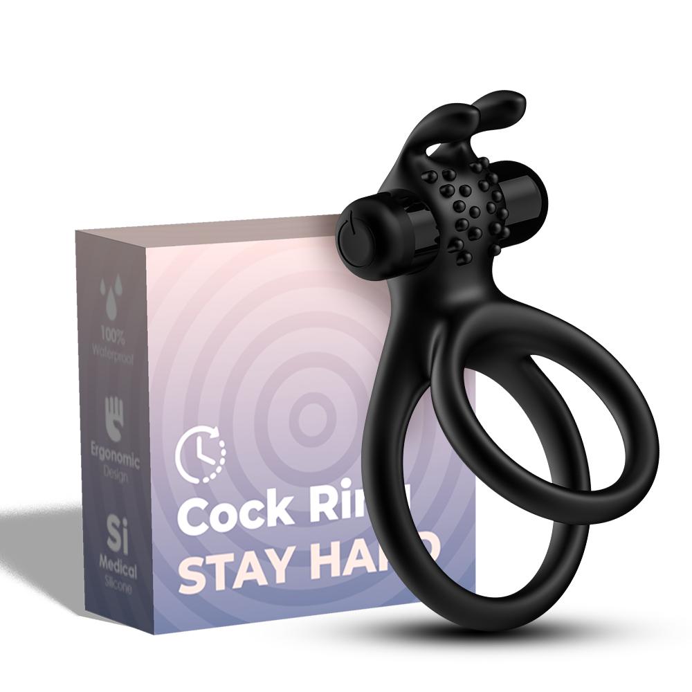 Rabbit Vibrating Cock Ring Silicone Dual Penis Ring_0