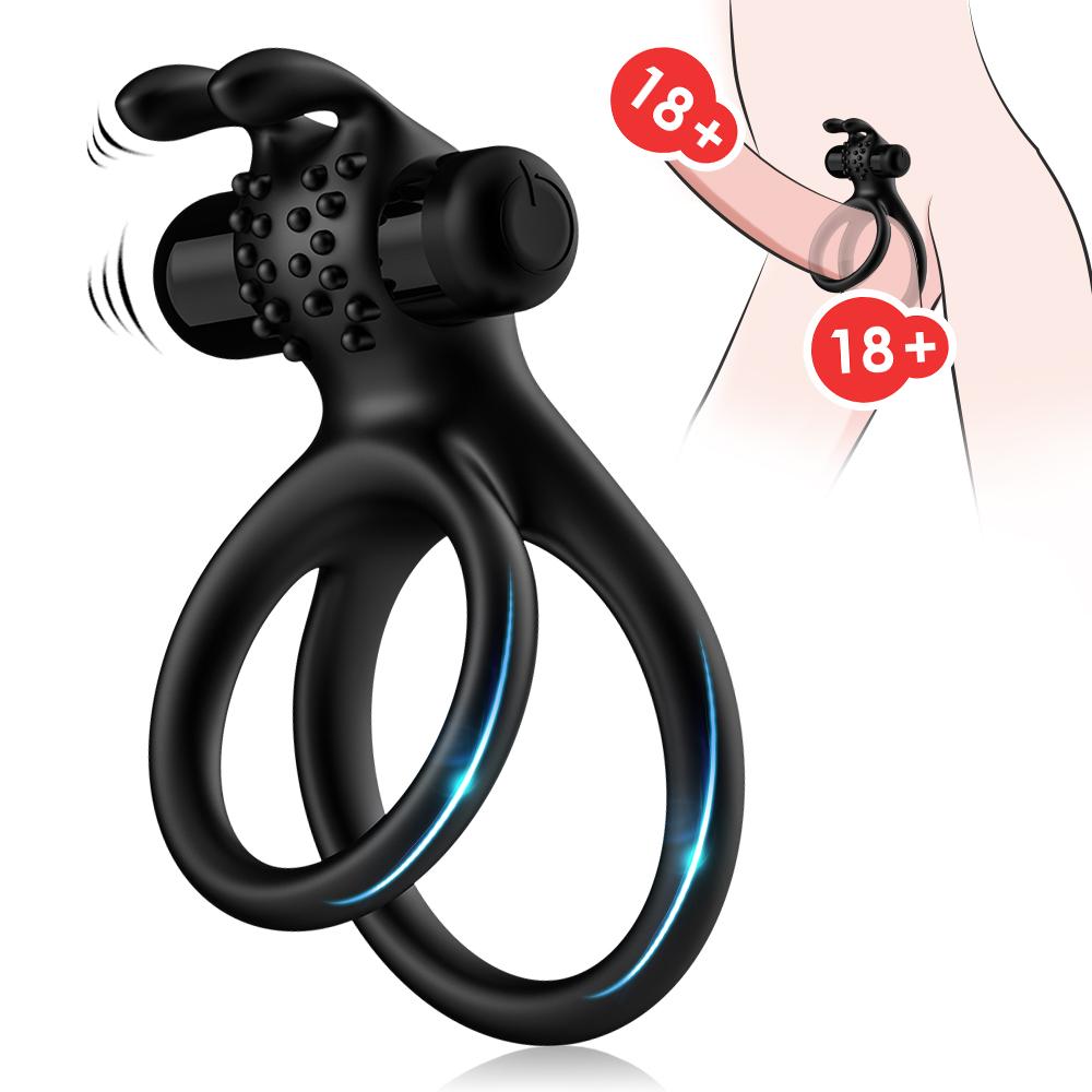 Rabbit Vibrating Cock Ring Silicone Dual Penis Ring_4