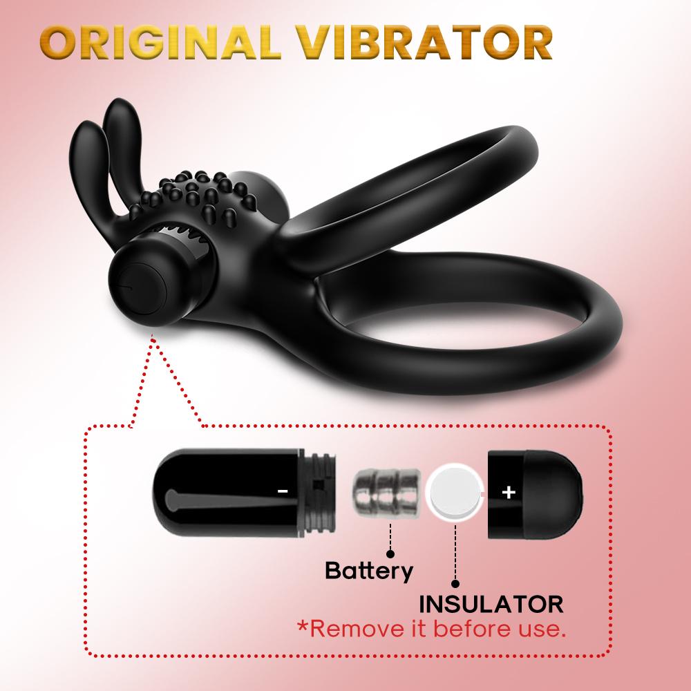 Rabbit Vibrating Cock Ring Silicone Dual Penis Ring_2