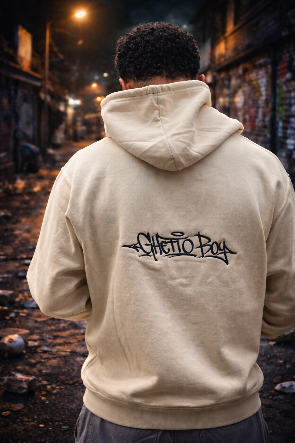Ghetto Boy hoddies Beige_1