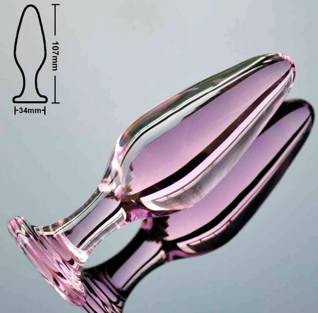 Pink Crystal Glass Anal Plug