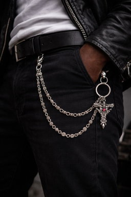 Chaîne de Pantalon Gothic Cross – Chrome