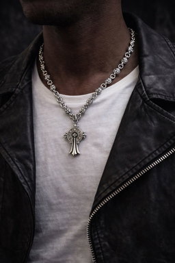 Collier Gothic Cross Pendant – Chrome