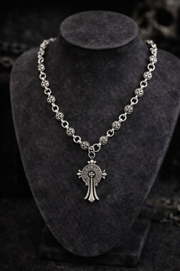 Collier Gothic Cross Pendant – Chrome