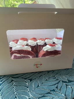Red Velvet with Strawberries Cake Rolls