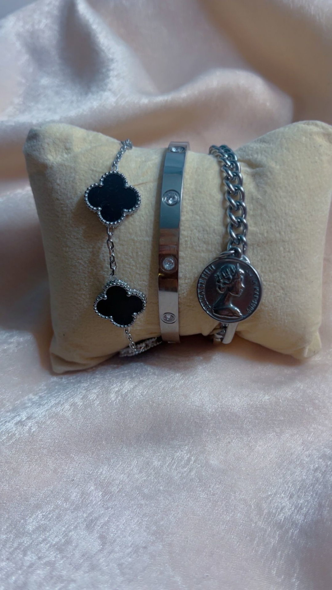 3pc BangleMe Stack Black and Silver