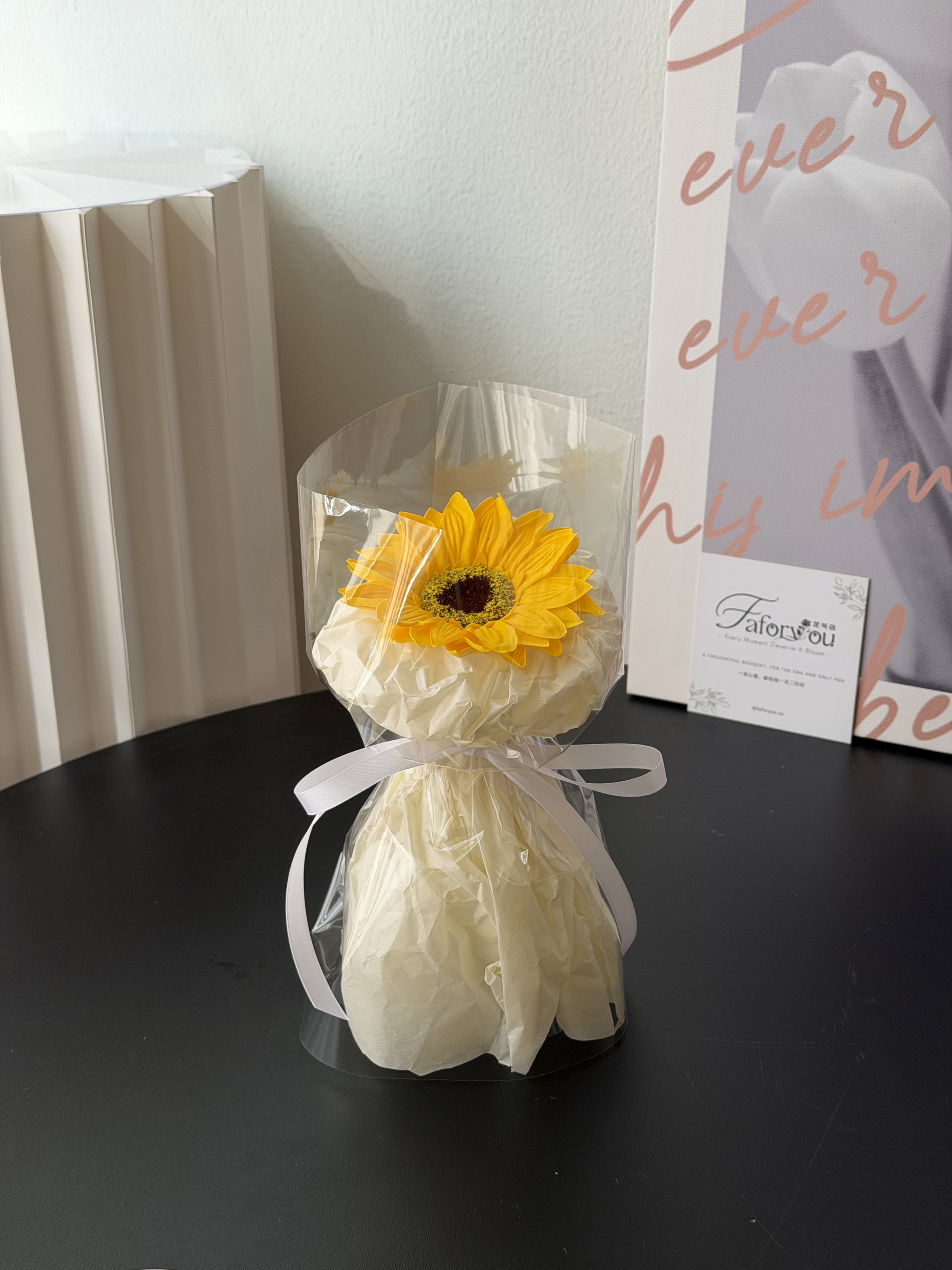 (1S003) 1 Stalk 10cm Sunflower Transparent Bouquet  _0