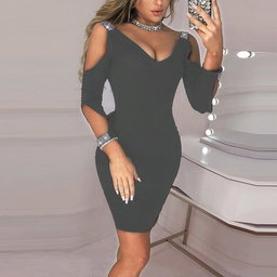 Grey Elegant Sequins Dress