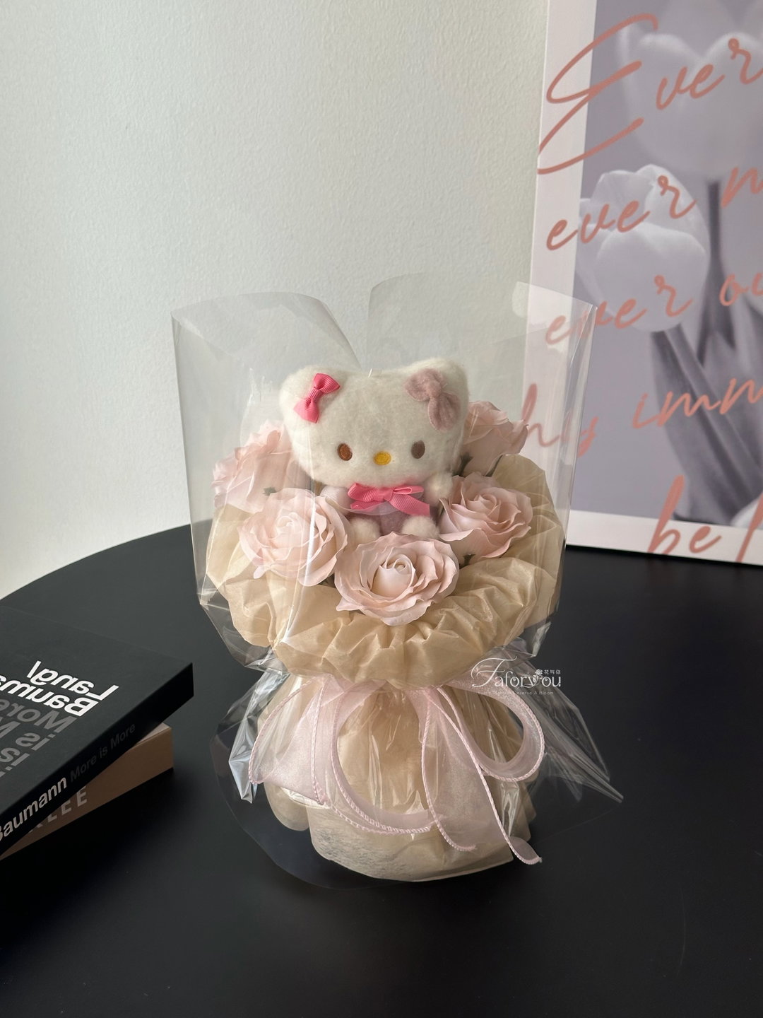 Kitty 5 Stalk Soap Rose Transparent Bouquet