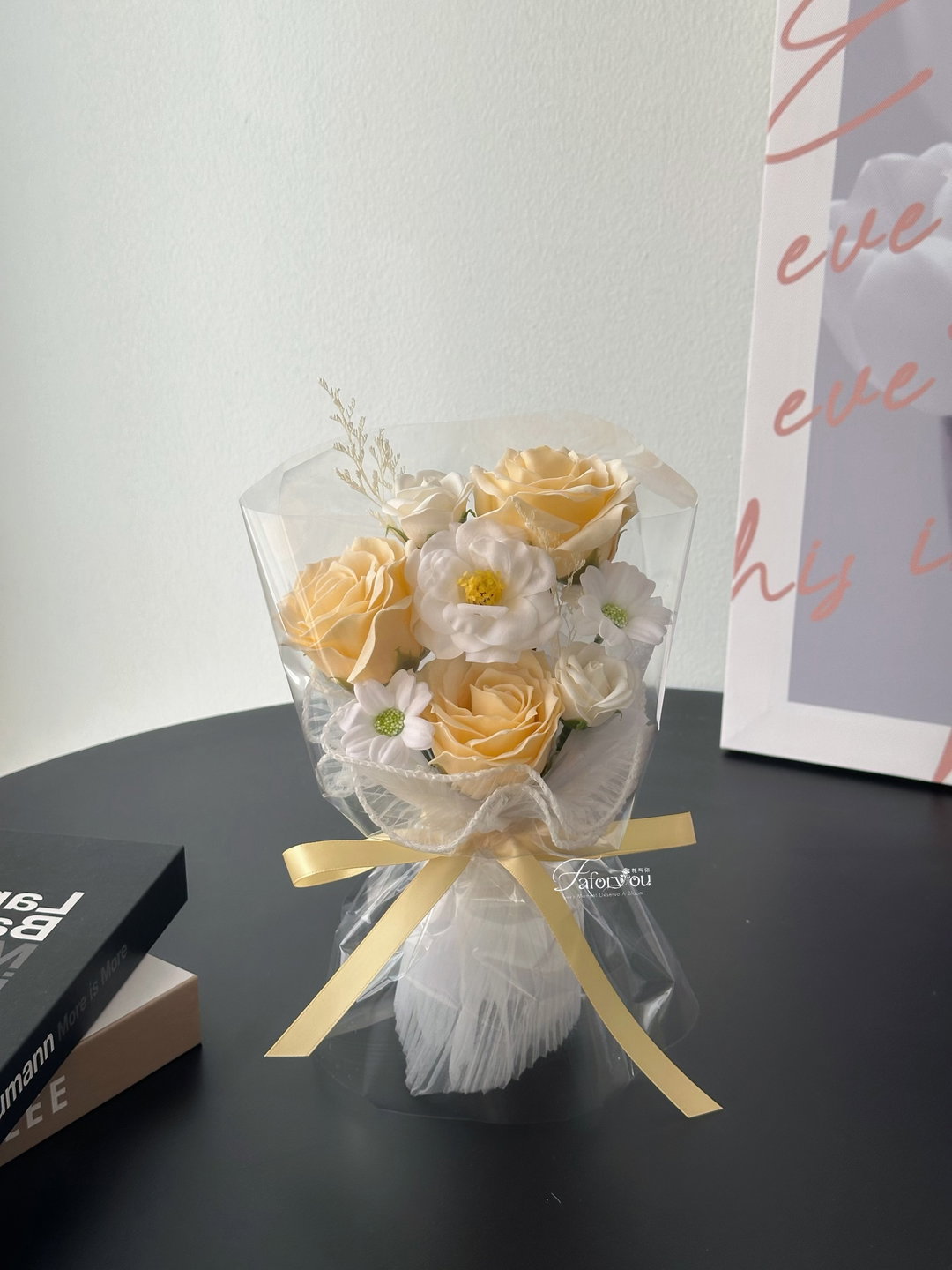 (3R022) 3 Stalk Soap Rose Mixed Flower Bouquet