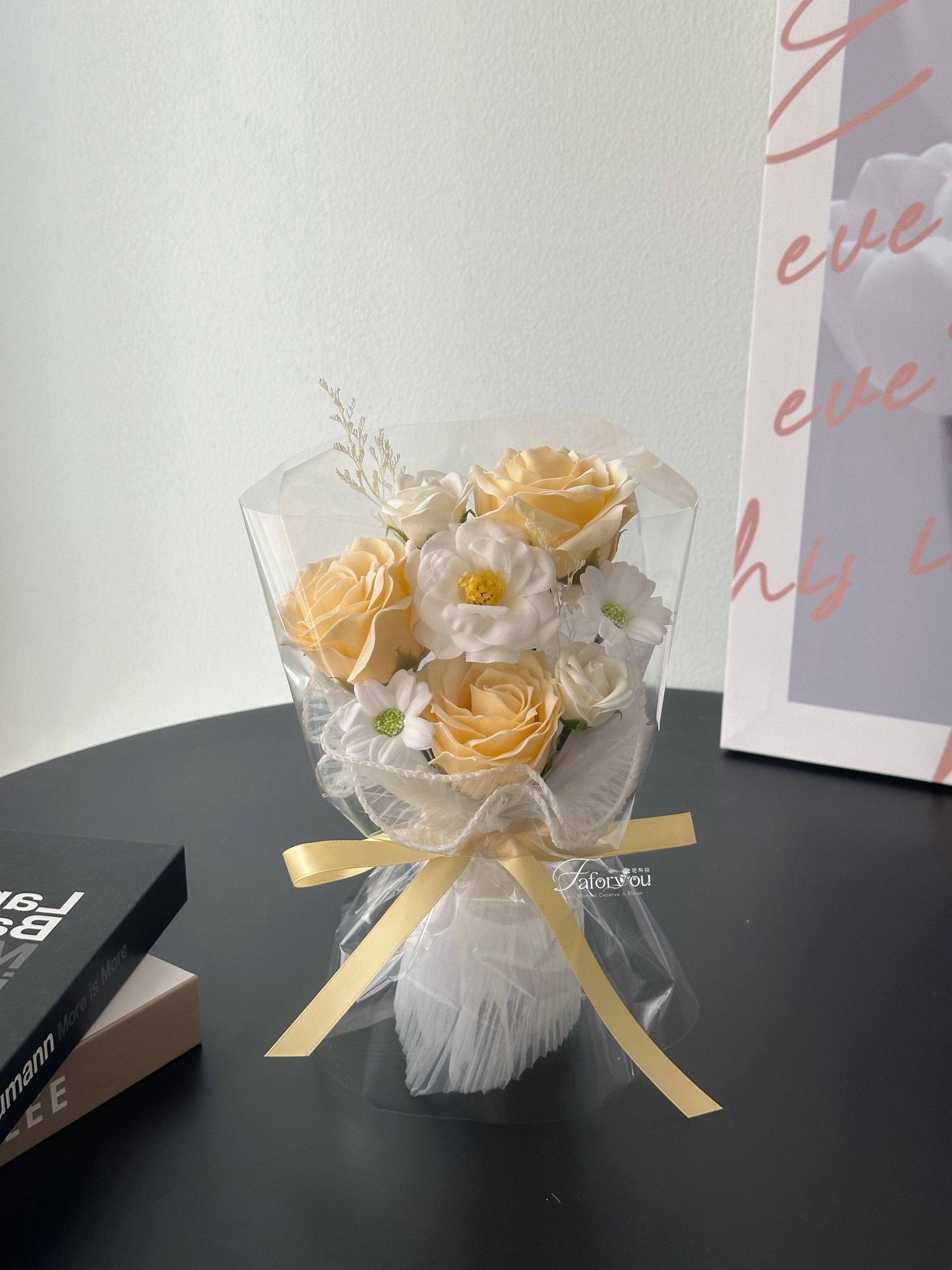 (3R022) 3 Stalk Soap Rose Mixed Flower Bouquet  _0
