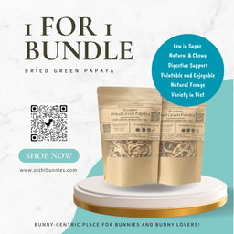 1 For 1 Special Bundle! Dried Green Papaya for Rabbits & Small Animals (35gms + 35gms)