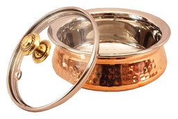  Steel Copper Handi Bowl with Glass Lid, Serveware & Tableware, Volume 