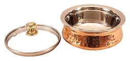  Steel Copper Handi Bowl with Glass Lid, Serveware & Tableware, Volume 