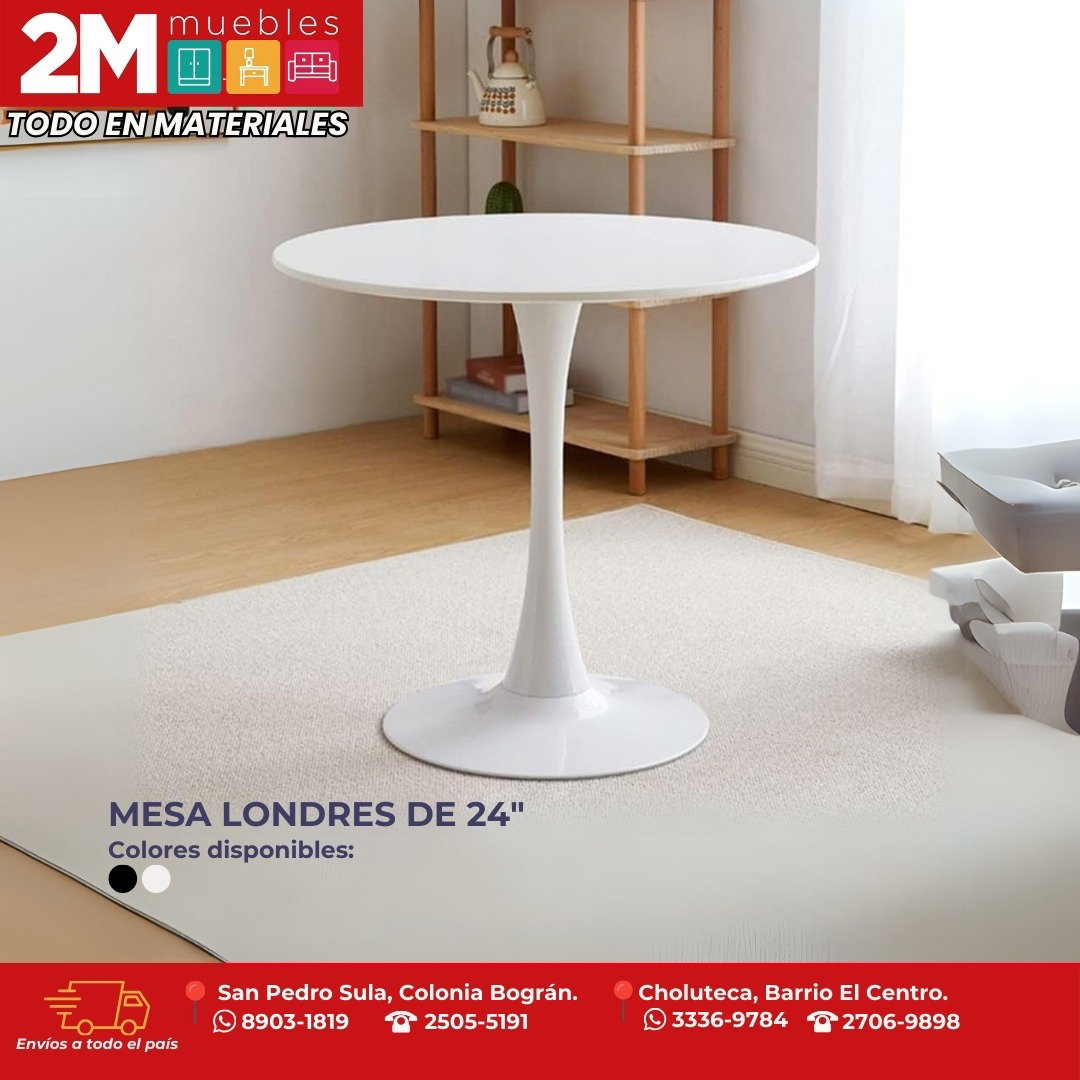 Mesa Redonda 30x 30 pulg Londres Blanca_0