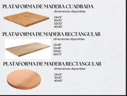 Mesas TOP plataformas NATURALES madera 