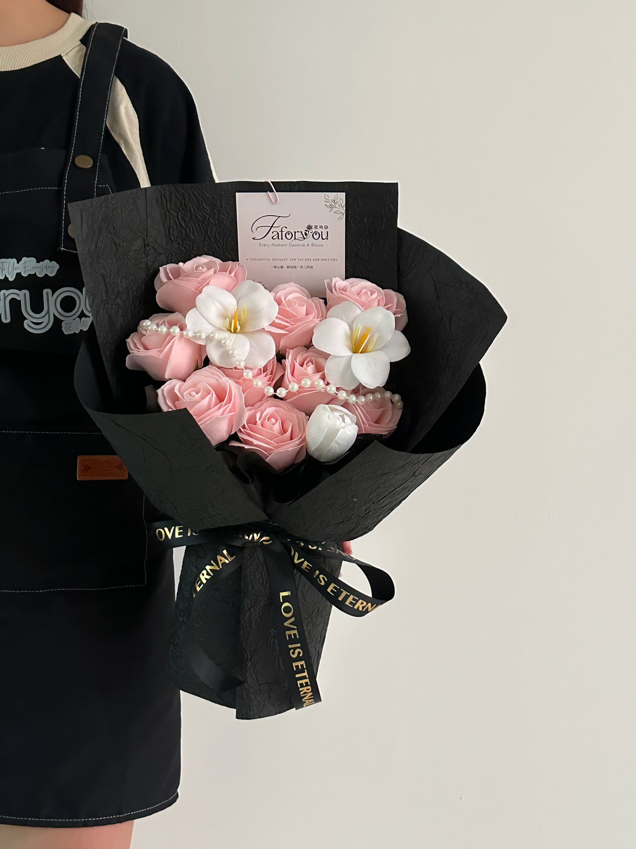(T001) 9 Stalk Soap Rose Tulip Bouquet _1