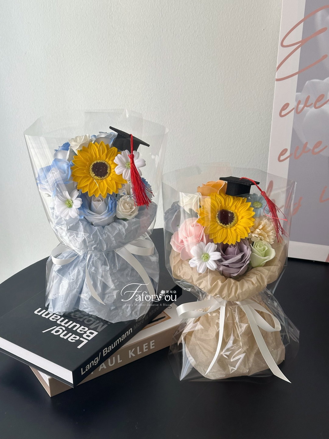 (G002) Graduation Sunflower Transparent Bouquet