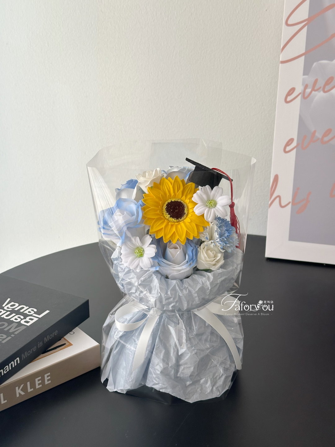 (G002) Graduation Sunflower Transparent Bouquet