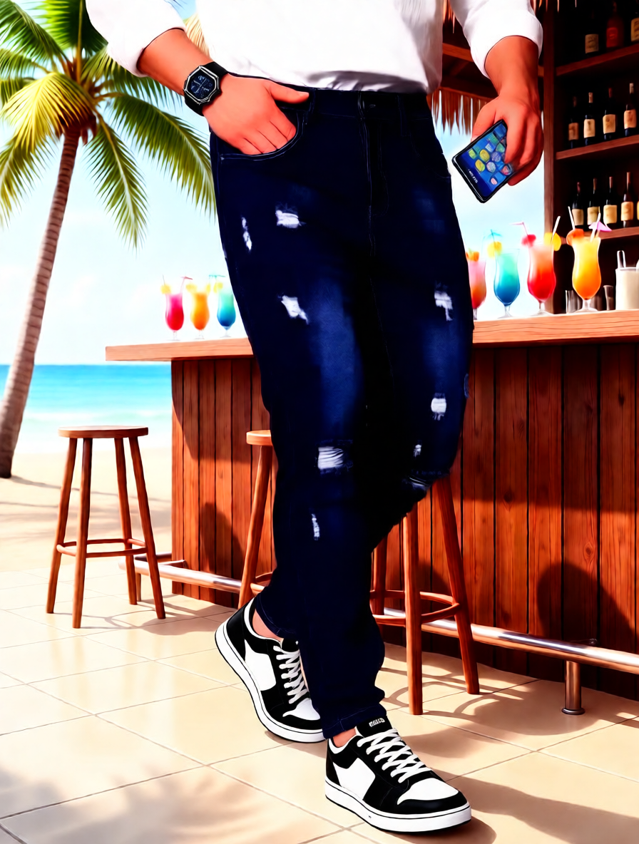 Men's blue scratch jeans/ Calça de ganga scratch_2