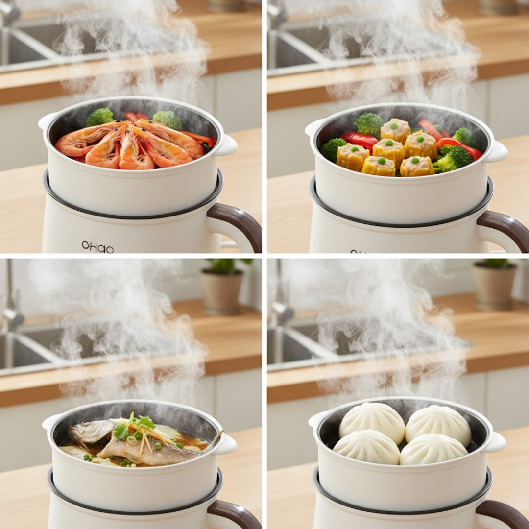 MULTIFUCTION ELECTRIC SKILLET 1.8L 2LAYER WITH STEAMER_5