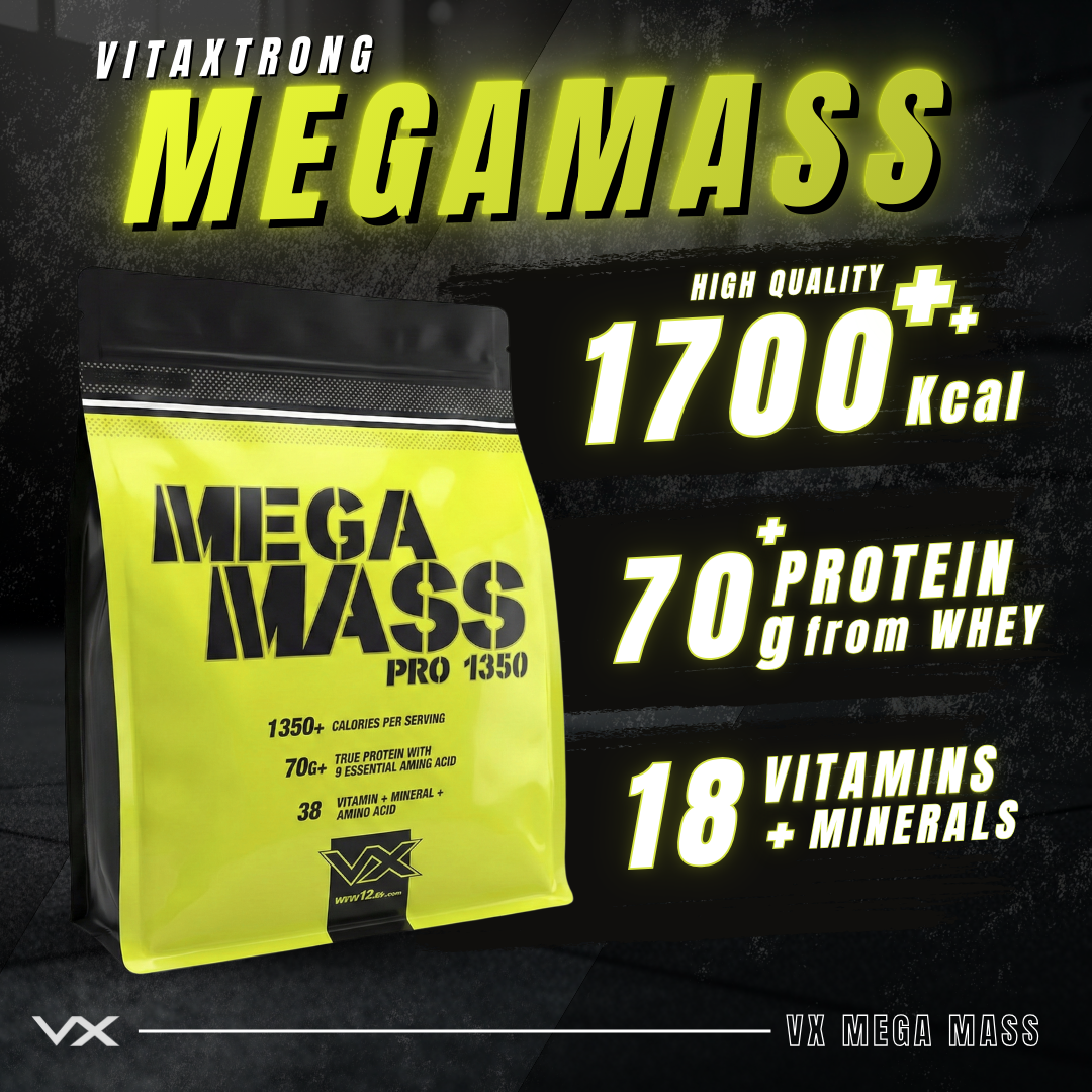 VITAXTRONG™ Mega Mass Pro 1350 | 70g Protein (6lbs/ 2.7kg) • 1350 kcal High Calorie Mass Gainer • Muscle & Weight Gain • Bulking [VX]_13