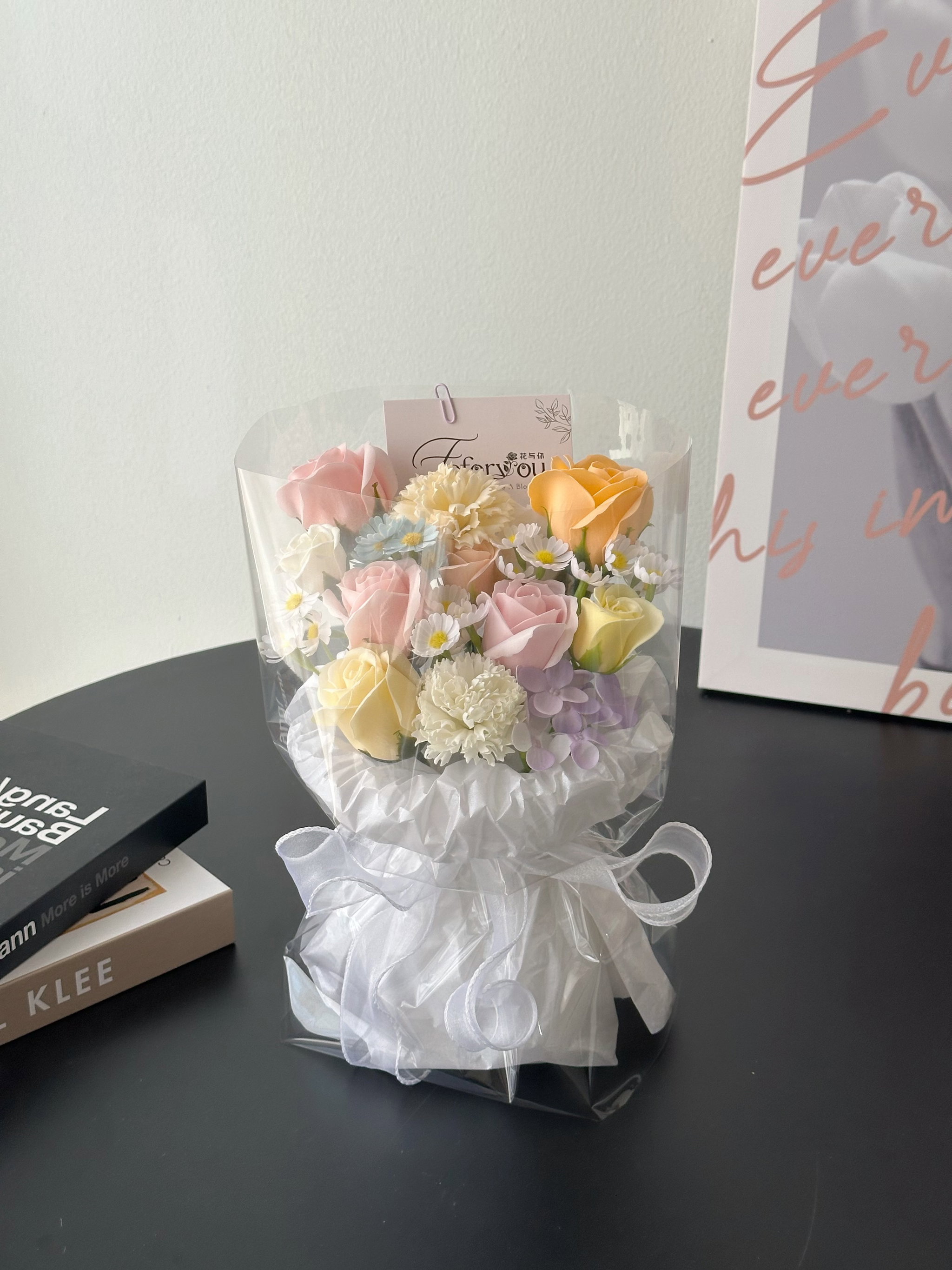  Soap Flower Mixed Transparent Bouquet   _0