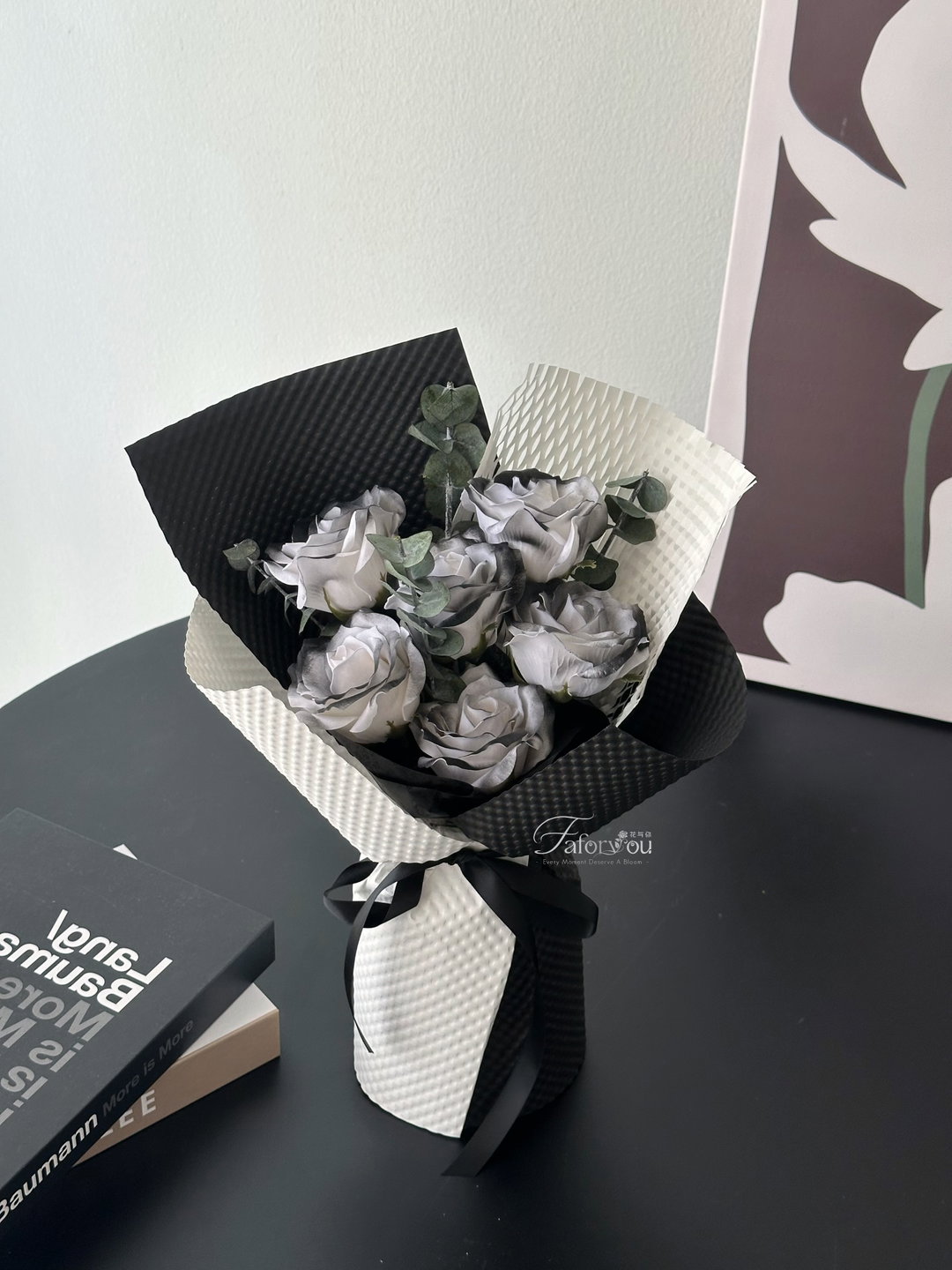 6 Stalk Soap Rose Eucalyptus Bouquet