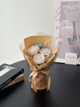(3R013) 3 Stalk Soap Rose Daisy Bouquet  