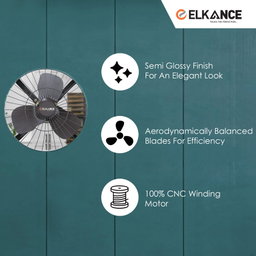 Elkance Fresco High Speed Fresh Air Fan (Matt Brown) For Kitchen Bathroom & Office - Compact and Efficient Cooling