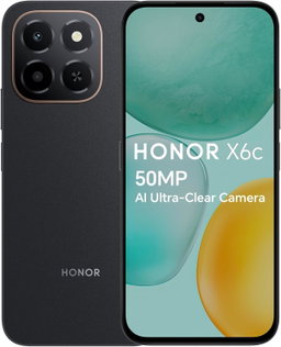 Honor X6c 4G Smartphone, 6 GB RAM, 128 GB Storage, Midnight Black