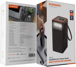 PORODO 60000MAH MULTI DEVICE PD CHARGING POWERBANK BLACK PD-PBFCH079-BK