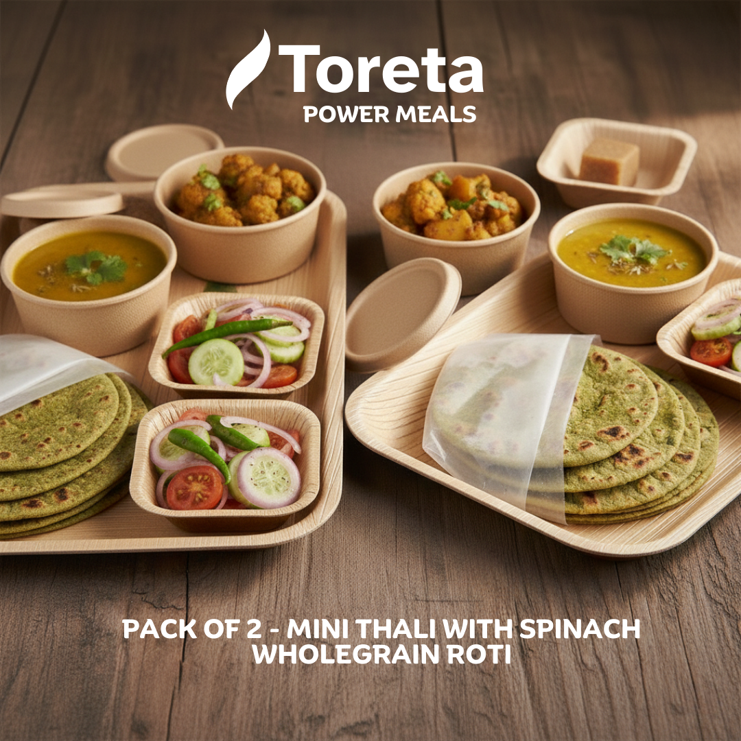 Pack of 2 - Mini Indian Veg Thali with Spinach Wholegrain Roti