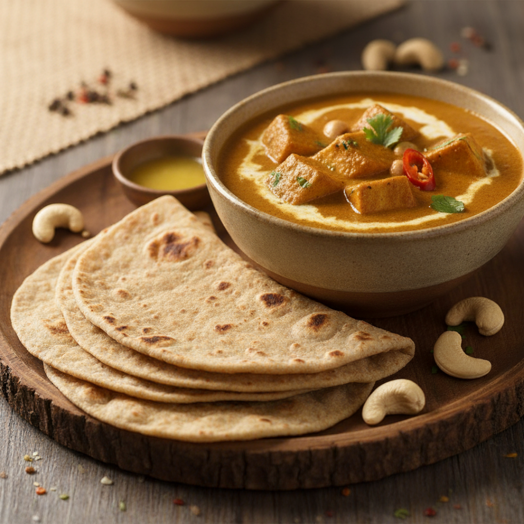 Creamy Cashew Paneer with Whole Wheat Roti