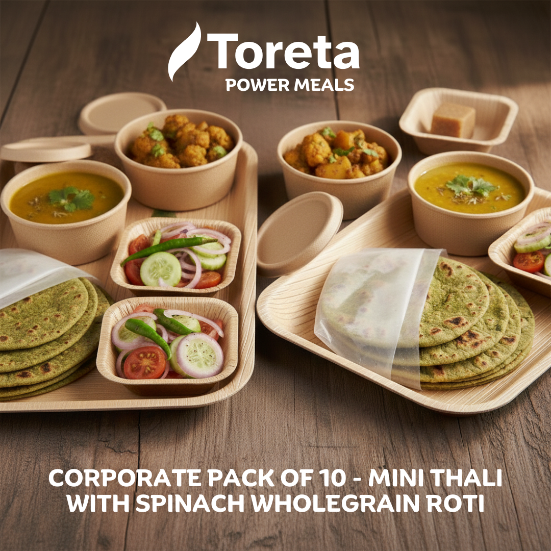 Pack of 10 - Mini Indian Veg Thali with Spinach Wholegrain Roti_0