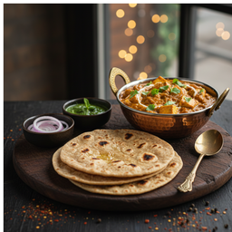 Paneer Do Pyaza with Whole Wheat Roti (Full Portion)