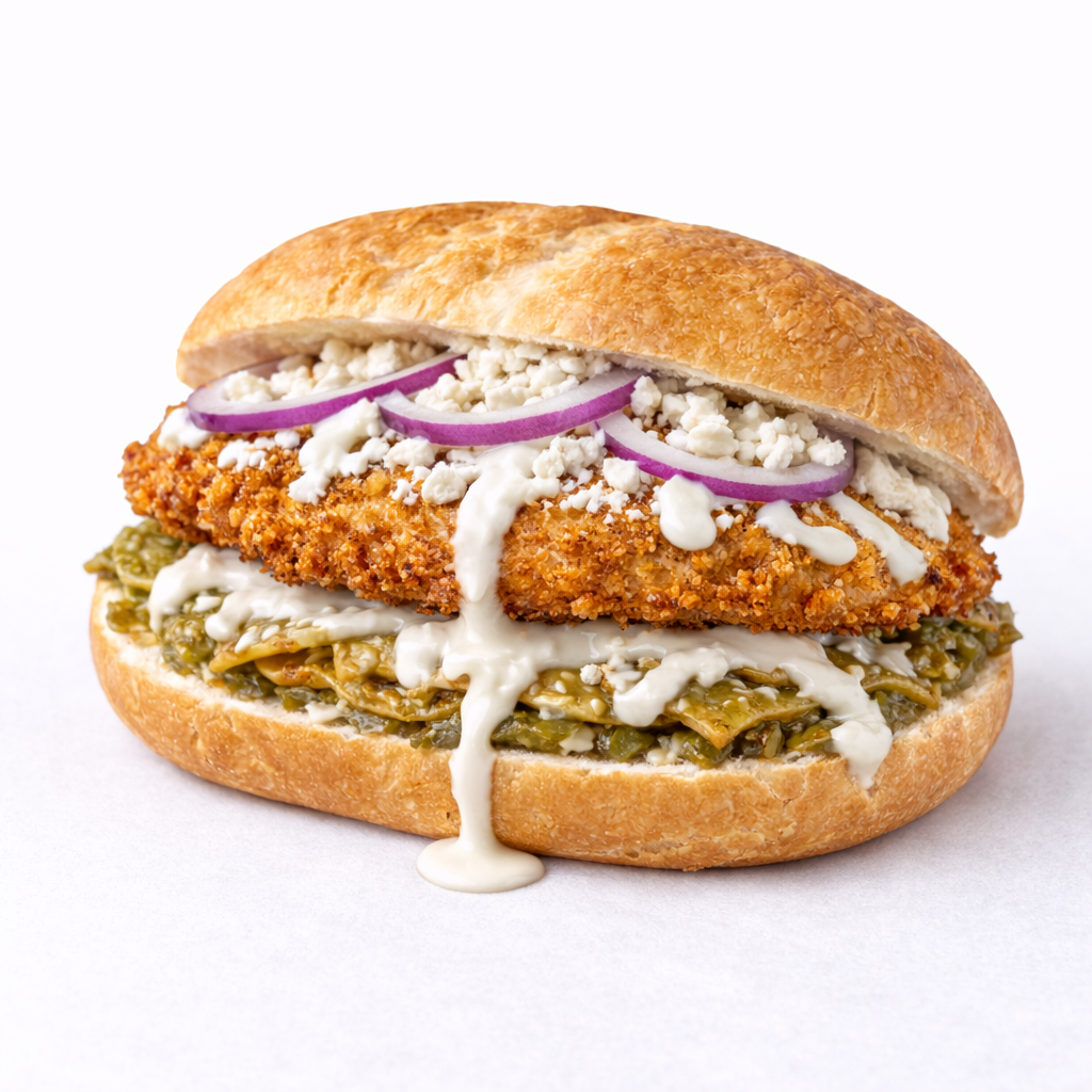  Torta de Chilaquiles con Pechuga de Pollo Empanizada
