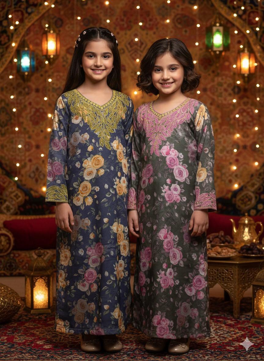 embroidered flowers jalabiya 
