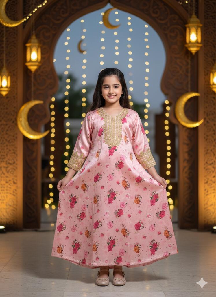 flowerd embroidered jalabiya  _1