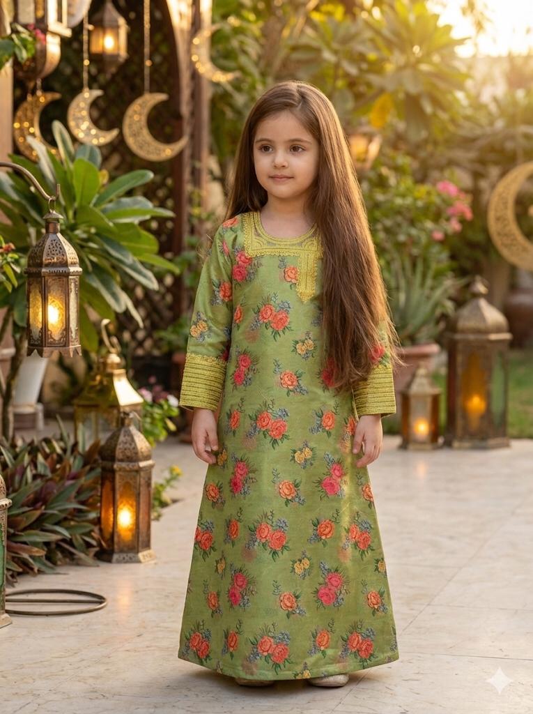 squared flowerd embroidered jalabiya  _1