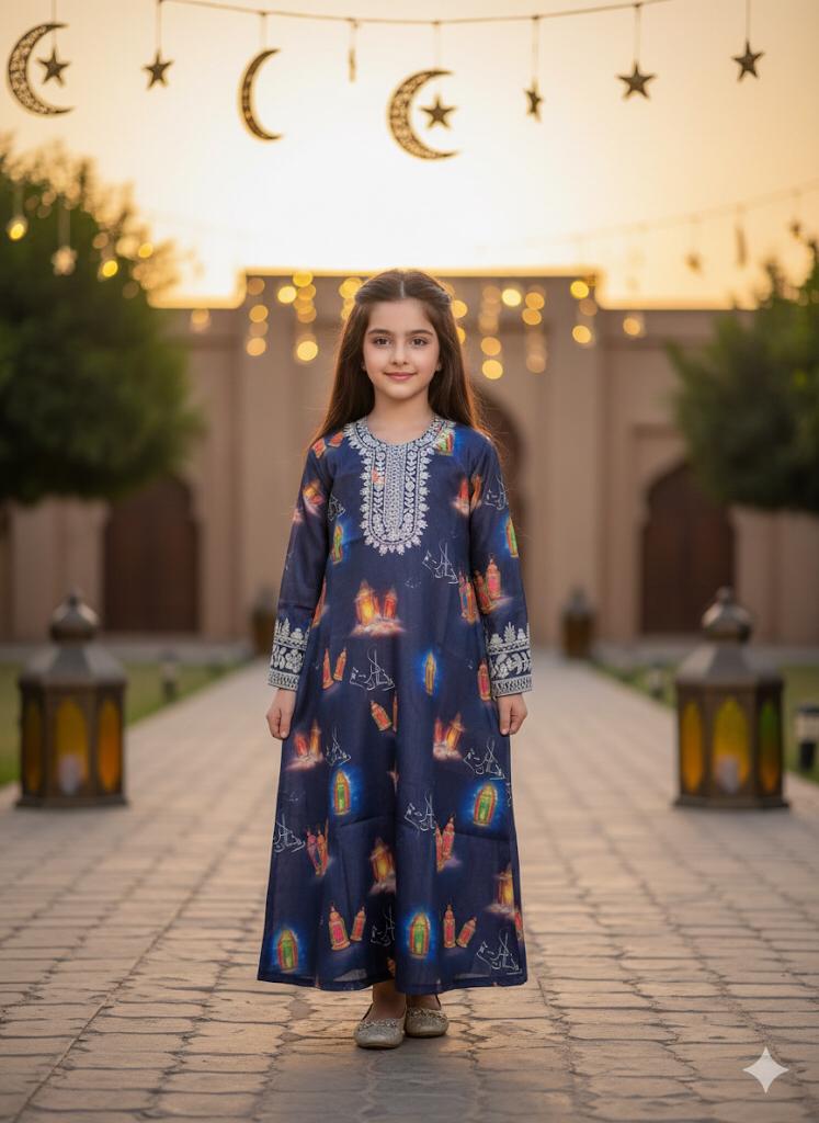 blue fanous embroidered jalabiya_0