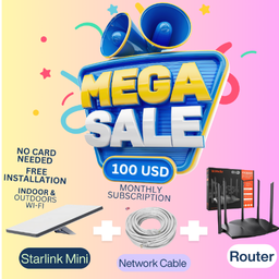 Starlink Combo Offers (Starlink Mini + 20 Meters Network Cable + AX3000 Router.