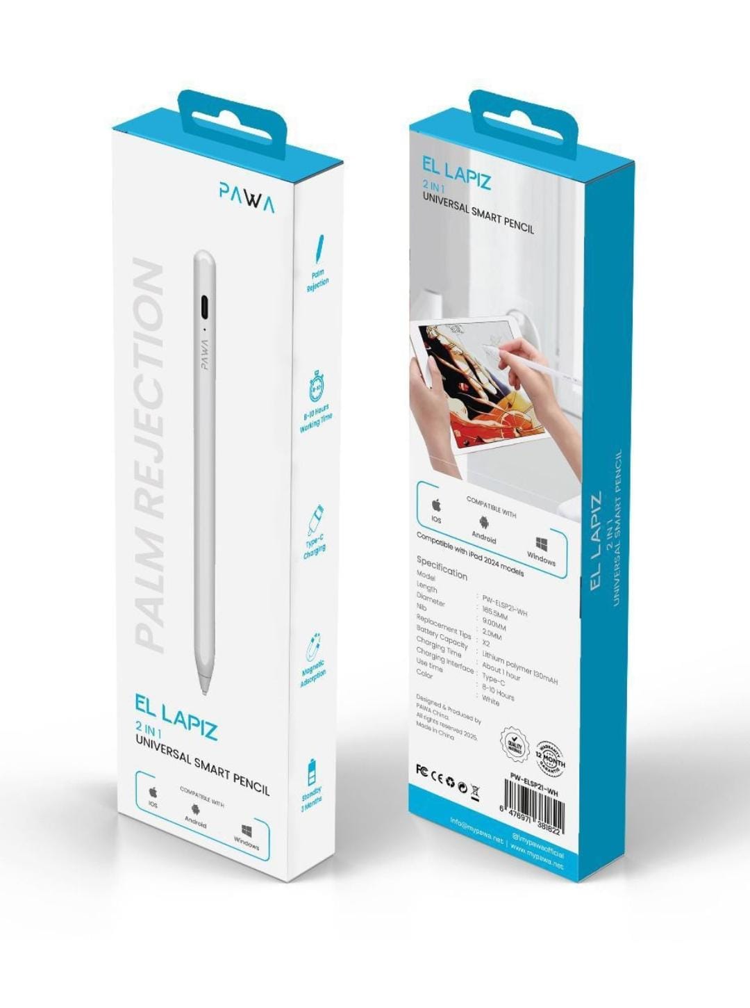Pawa El Lapiz Series 2 in 1 Universal Smart Pencil With Palm Rejection_0