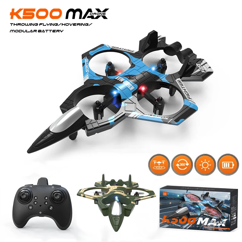 K500 MAX RC Plane Fighter 2.4G - 360 Degree Flips LED_0