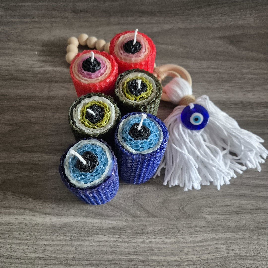 Evil Eye Beeswax Candle 